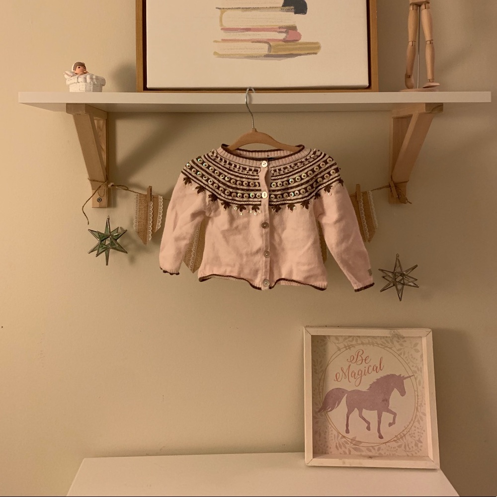 Cardigan with sewn sequins and fashioned knots